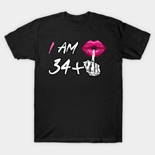 I'M 34 Plus 1 Middle Finger Skull 35Th T-Shirt